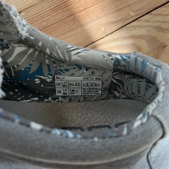 Hey Dude Wally Stretch Iron Gray Men's Casual Loafer Shoes Comfort Slip On - Picture 9 of 9